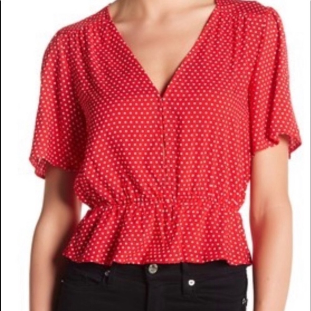 Elodie Red Polka Dot Top XL
